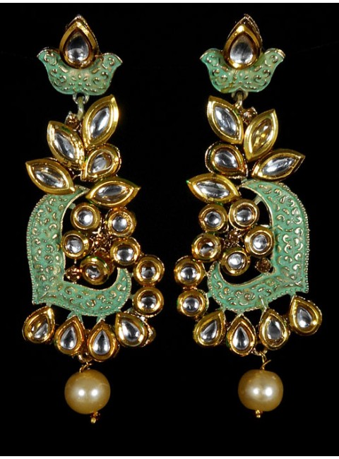 Kundan Earrings with Meenakari Work